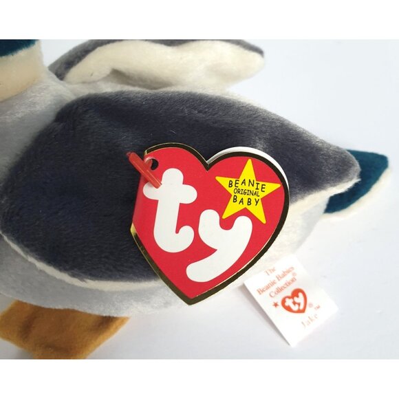 VTG Ty Beanie Babies Jake The Mallard Duck 8" Plush Toy 1997 - Picture 5 of 7